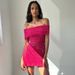 Fashion Off-Shoulder Mesh Hollow out Pleated Waist Short Dress for Women European And American Style Spring/Summer New Arrival_ecoleips.com