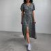 Women's European And American Cross-Border Fashion 2024 Spring/Summer New Style Elegant Short-Sleeve Waist-Cinched_ecoleips.com
