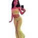 Women's Clothing New Suits INS Fashion Embroidery Flower Tube Top High Waist Casual Trousers Two Piece Suit_ecoleips.com