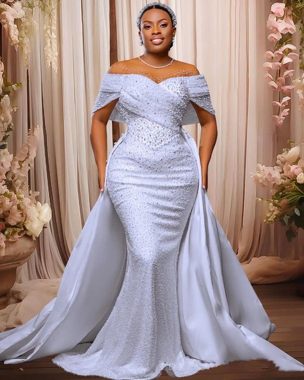 off the Shoulder Beaded Wedding Dress for Sophisticated Banquets Elegant Hostesses Unique Sexy Design Women's Clothing Party Wear_ecoleips.com