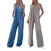 Women's V Neck Sleeveless Backless Washed Denim Jumpsuit Sexy Fashion_ecoleips.com