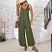 "Women's Sleeveless V-Neck Wide Leg Jumpsuit With Pockets - Summer Casual Romper For European & American Style"_ecoleips.com