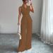 Elegant Solid Color Vest & Straight Pants Set - Polyester, Sleeveless, Button Detailing, Beige/Brown, S-XL"_ecoleips.com