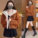 girl Girl Fleece-Lined Parka For Women Winter 2025 New Loose Casual Petite Thickened Short Coat Cotton Padded Jacket_ecoleips.com