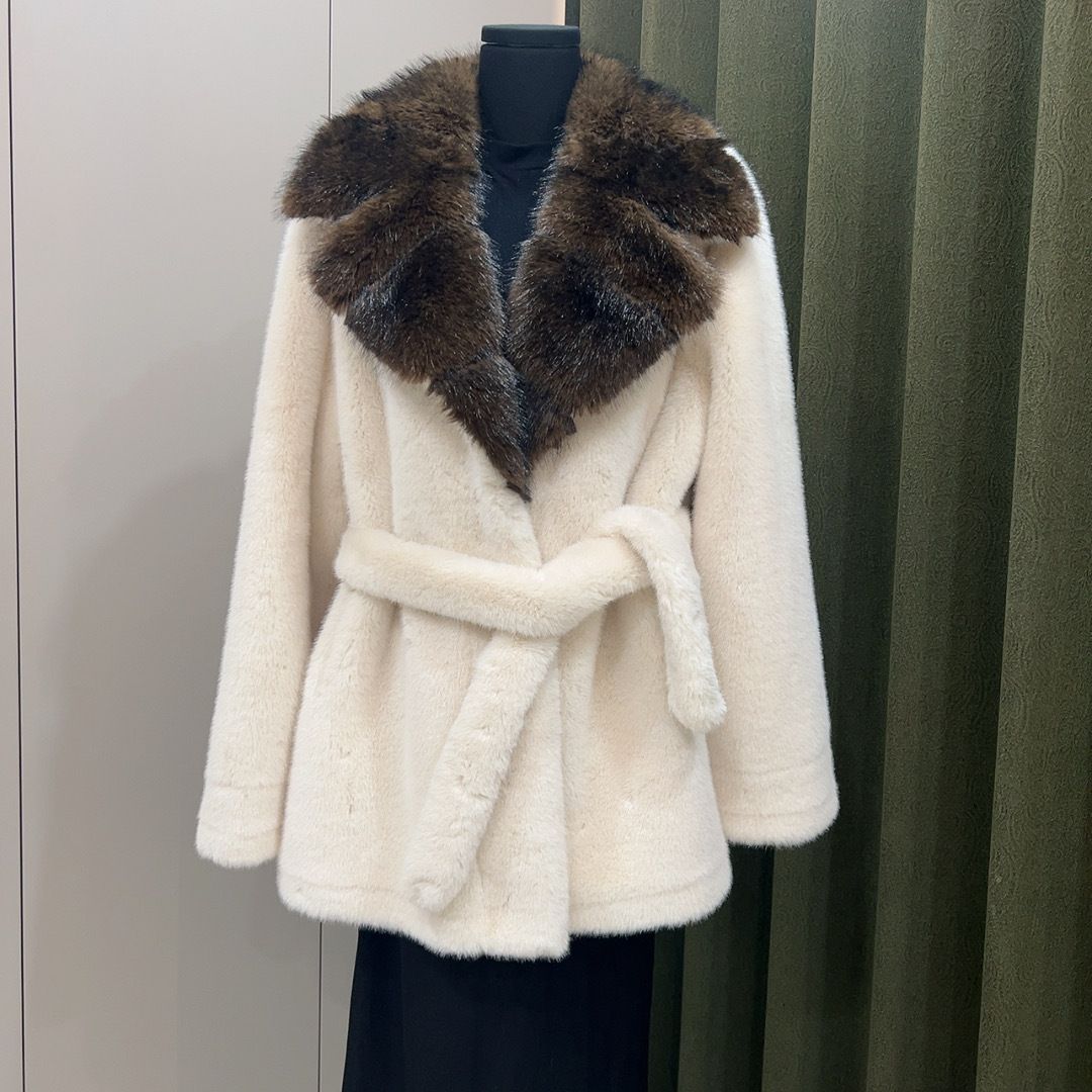 Women’s Mid-Length Faux Sable Coat – Belted Trench Style With Plush Fur Lining | Elegant Winter Outerwear For Office & Evening_ecoleips.com