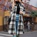Overseas Trade New Large-size Women's Medium And Long Lazy Loose Autumn And Winter Plaid Long-sleeved Woolen Jacket_ecoleips.com