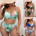 Women's Clothing One Piece Fat Woman Large Size Bikini Printed Gathered Cross Tight Swimsuit Women_ecoleips.com