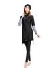 Conservative Women's Muslim Swimsuit Burkini Long Sleeved Color Block Three Piece_ecoleips.com