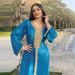 Women's Embellished Abaya Dress - Elegant Muslim Long Dress With Crystal Beading & Lace Trim_ecoleips.com