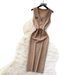 Elegant Sleeveless Knitted Sexy Dress For Women High Waisted Slimming Korean Style Perfect For Summer Commuting_ecoleips.com
