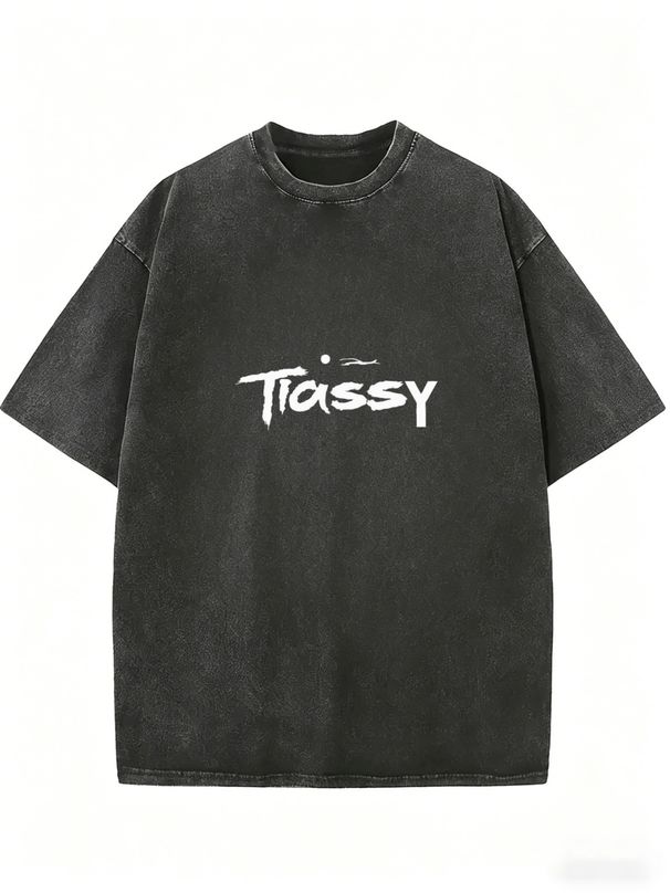 Light Distressed Washed Ladies Loose Fit Crew Tee, Thin Soft Breathable Cotton, Plain Fashion Casual Top For Travel Walking Friend Gatherings_ecoleips.com