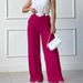 Women's Clothing Thin Trousers Solid Color Loose Pleated Wide Leg Casual Trousers Elastic Waist_ecoleips.com