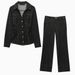 Women's Clothing Fashion Lapel Visible Line Decoration Double Pockets Loose Versatile Denim_ecoleips.com