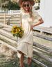 Women Spring Summer Solid Color Casual Resort Dress, Crew Neck High Waist Big Swing Long Dress With Ruffle Hem For Beach Daily Wear_ecoleips.com