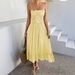 Women's Clothing A Line Skirt Leisure Vacation Style Lace Splicing High Waist Suspender Dress_ecoleips.com