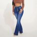 Women's Clothing High Waist Elastic Stud Buckle Tight Fitting Jeans_ecoleips.com