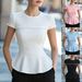Elegant Short Sleeve Top With Beaded Detail For Women, Round Neck Casual Blouse, Comfortable Polyester Shirt For Office, Daily Wear_ecoleips.com