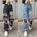 Women's Clothing Ripped Jeans Straight Leg Loose Jeans_ecoleips.com