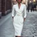 Women's Clothing Elegant Long Sleeved Pocket Dress For Women With Belt Spring Autumn Seasonal Fashion For Formal & Casual For Women_ecoleips.com
