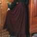 French European Court Sleeve Lace Shirt Striped Long Dress Two-Piece Set Dark Style_ecoleips.com