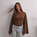 2025 Cross-border European And American Women's Fashion: Stylish Waist-cinching, High-end Bell-sleeve T-shirt With A_ecoleips.com