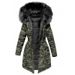 Women's Clothing Winter plus velvet thickened coat for women version loose BF large fur collar medium and long camouflage cotton coat_ecoleips.com