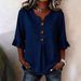 Women's Clothing Women's V Neck Button Top Style Cotton Linen Summer For Formal & Casual For Women Slim Fit Casual T-Shirt_ecoleips.com