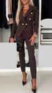 Women's Professional Double-Breasted Suit Pant Set Elegant Capable Capri Trousers Spring/Autumn Regular Thickness_ecoleips.com