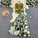 Women's Clothing Three-Dimensional Flower Waist Irregular Pleated Top High Waist Printed Pleated Skirt_ecoleips.com