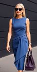 Women's Solid Color Round Neck Sleeveless Pleated Waist Sexy Backpack Hip Skirt_ecoleips.com