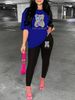 Women's Casual, Fashionable, Cute Cartoon Bear Pattern Printed Loose T-shirt+cropped Pants Two-piece Home Sportswear Daily Outfit-217_ecoleips.com