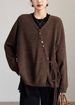 Plus Size V-Neck Wrap Knit Cardigan, Drawstring Waist Sweater With Colorful Buttons_ecoleips.com