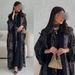 Middle East Women's Chiffon Cardigan Robe Set with Headscarf Printed Jacket Dubai Abaya Casual Two Piece Outfit_ecoleips.com