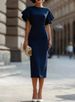 Women's Ruffled Sleeve Slim Fit Bodycon Dress mid Length Pencil Skirt European American Style for Commuting And Banquets_ecoleips.com