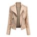 K New Women's Leather Jacket, Short Coat, Slim Fit, Thin Leather Coat, Women's Motorcycle Suit._ecoleips.com