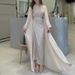 Women's Clothing autumn new round neck waist high waist slim long skirt robe coat three piece_ecoleips.com
