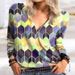 Aria Basics Aria Basics 2022 New European And American Fashion Bestseller Street Style Women's Top Geometric Print Zipper Long Sleeve_ecoleips.com