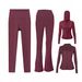 Women's Four Piece Set Sportswear Hooded Jacket Slim Fit Outerwear Elastic Sports Jacket Flared Pants Cropped Pants_ecoleips.com