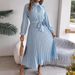 Women's Clothing autumn and winter elegant stand up collar long sleeve waist pleated long skirt small dress _ecoleips.com