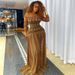 Retro Slimming Women's Dress Elegant Slightly Sheer a Line Print round Neck Long Sleeves_ecoleips.com