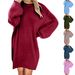 Women's Mid-Length Plush Dress Long Sleeved round Neck Loose Fit for Autumn/Winter Season Fashion Comfortable Clothing_ecoleips.com