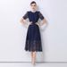 Women's Hepburn Inspired White Evening Dress French Chic Light Luxury Short Sleeved Water Soluble Lace Long Skirt_ecoleips.com