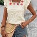 In-stock Foreign Trade 1688 Alibaba Square-neck Crochet Patchwork Flutter-sleeve Solid Color Women's Top_ecoleips.com