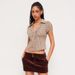 Plaid Shirt European And American 2025 Summer Retro Coffee Pleated Spice Girl Fungus Edge Lace-up Small Lapel Shirt_ecoleips.com