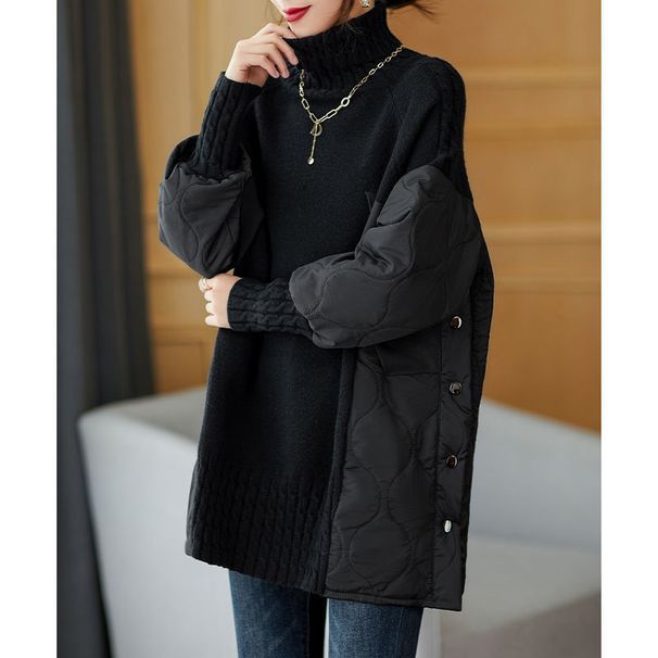 Carefully Selected Winter Outfits: Stylish High-neck Patchwork Sweater For Women, Korean-style Fashion, Loose And Warm_ecoleips.com