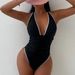 Women's Sexy One-Piece Swimsuit – High-Cut Black Swimwear With Soft Padding (S/M/L, Nylon & Spandex Blend, 138g Lightweight)_ecoleips.com