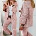 Women's Elegant Blazer & Pants Set – Stretch Polyester Office Suit With Princess Sleeves (8 Sizes, 4 Colors, Breathable Lining)_ecoleips.com