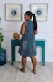 Women's Casual Double Pocket Denim Dress Mid-Length Practical Independent Store_ecoleips.com