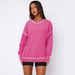 Bestseller: Color-Block Loose-Fit Crew Neck Pullover Sweatshirt With Slits, Stylish Long-Sleeve Casual Top_ecoleips.com