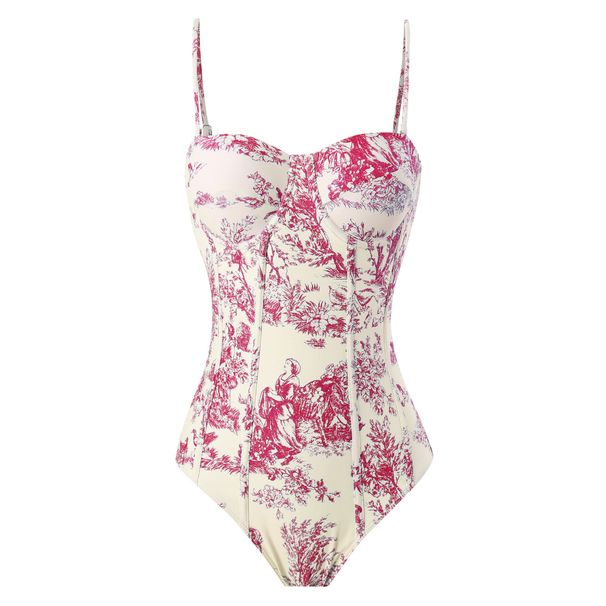 Women's Clothing One Piece Swimsuit Female Bikini Retro Printed Bikini Sunscreen Long Skirt Two Piece Women's Swimsuit_ecoleips.com